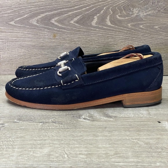Allen Edmonds Concord Shoes Mens Size 9 E Blue Suede Horse bit Dress Loafers USA main image 9